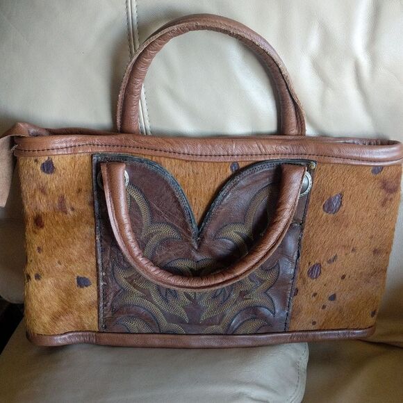 Vintage Recycle Cowboy Boot Purse- Hair on hide🐎 - Picture 11 of 15